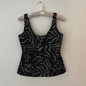 Alex Evenings Black Silver Sparkle Square-Neck Camisole
